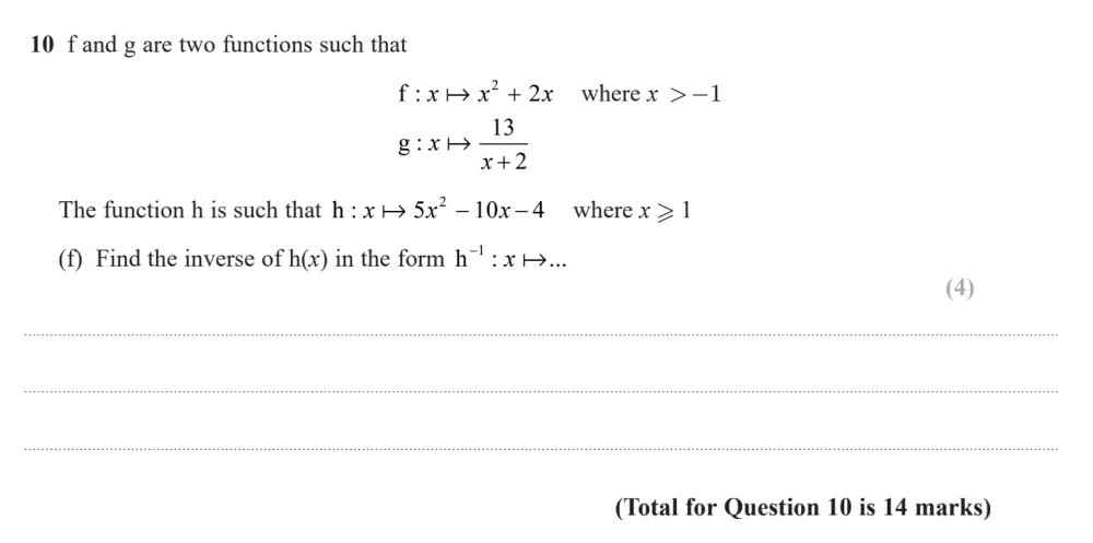 Question 10(f) - Edexcel IGCSE Maths Past Papers - B Calculator June 2024 - Paper 2R