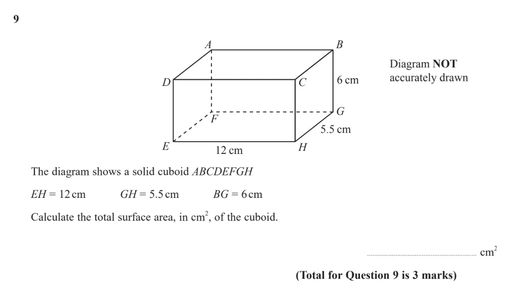 Question 09 - Edexcel IGCSE Maths Past Papers - B Calculator November 2024 - Paper 1