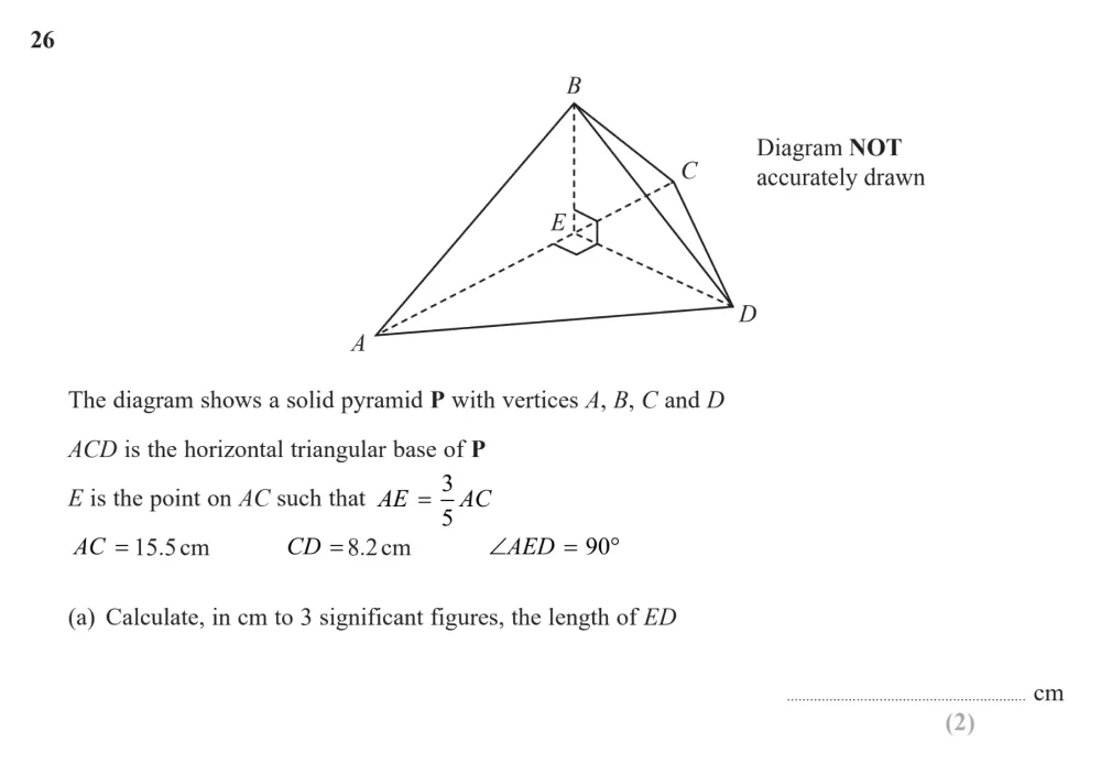 Question 26(a) - Edexcel IGCSE Maths Past Papers - B Calculator November 2024 - Paper 1