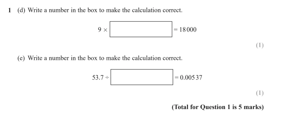 Question 01(d, e) - Edexcel IGCSE Maths Past Papers - Foundation Calculator June 2023 - Paper 2
