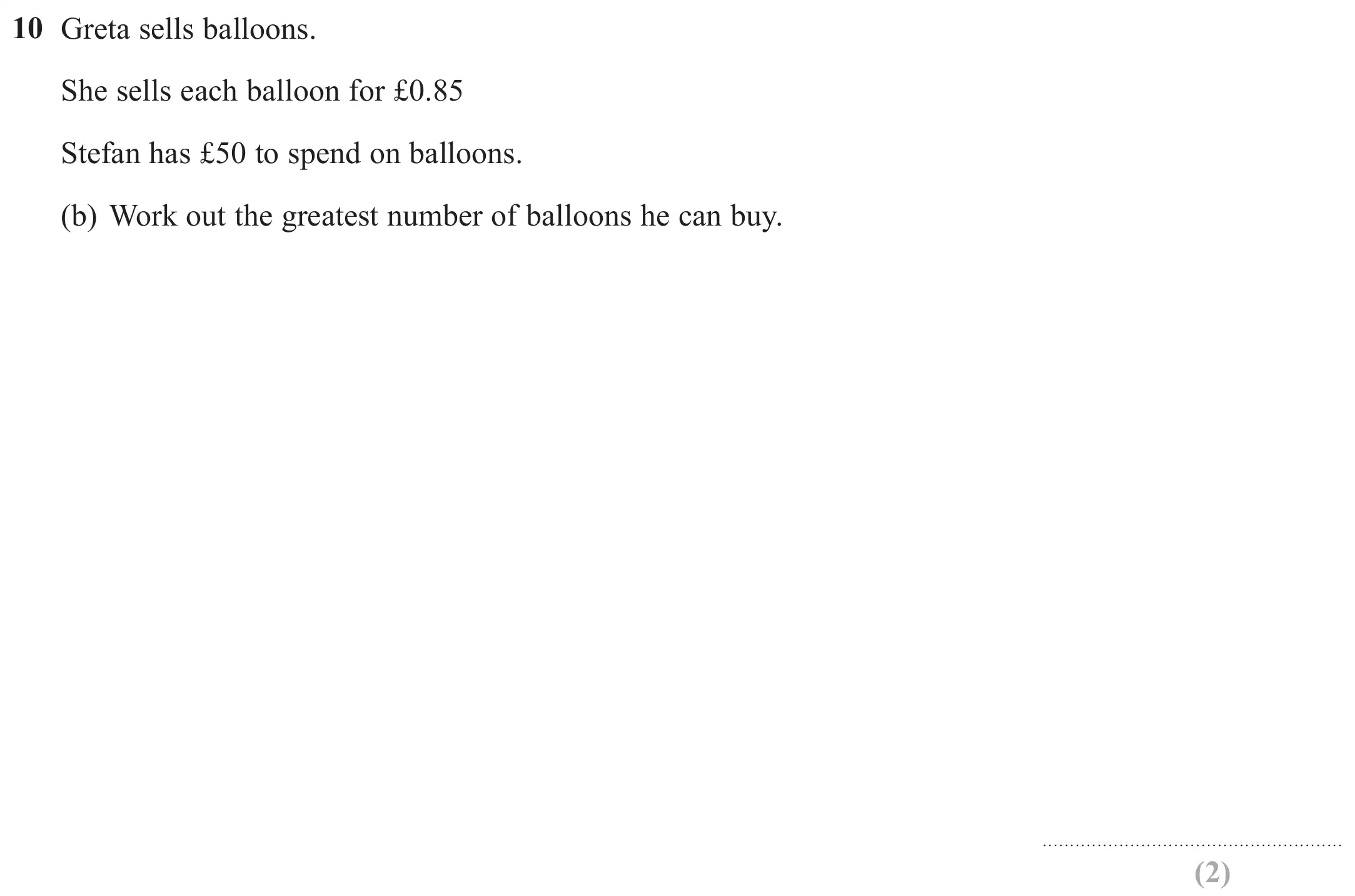 Question 10(b) - Edexcel IGCSE Maths Past Papers - Foundation Calculator June 2023 - Paper 2