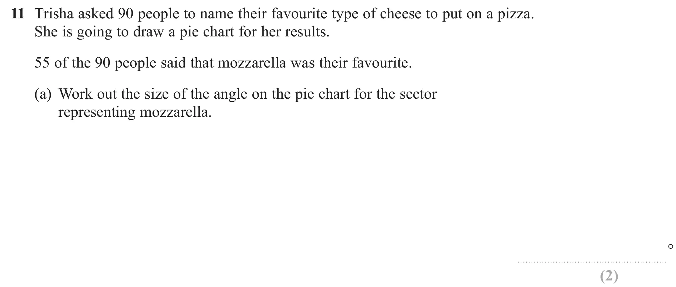 Question 11(a) - Edexcel IGCSE Maths Past Papers - Foundation Calculator June 2023 - Paper 2