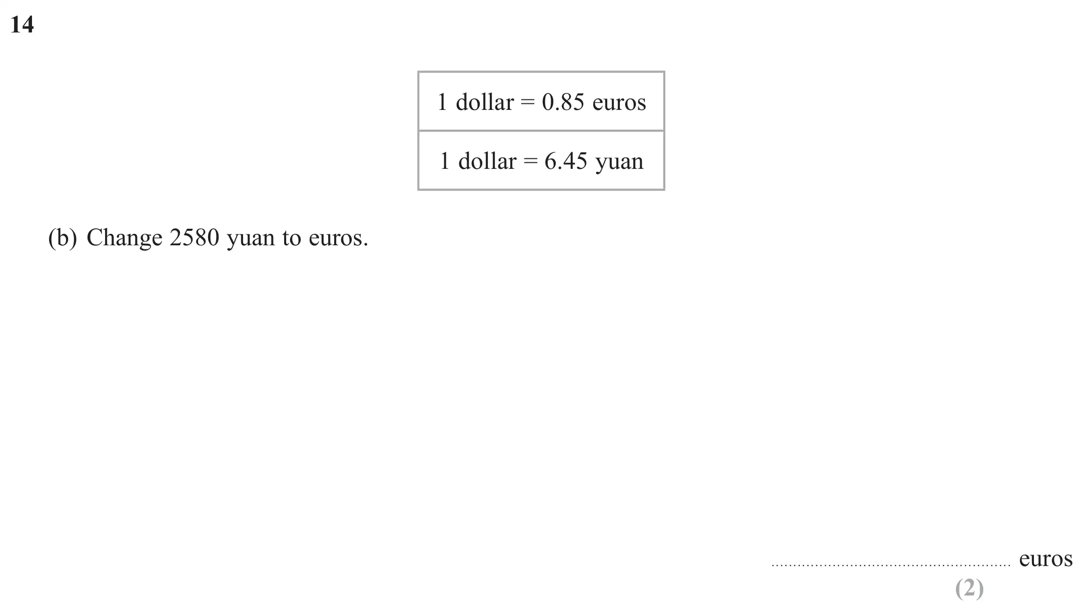 Question 14(b) - Edexcel IGCSE Maths Past Papers - Foundation Calculator June 2023 - Paper 2