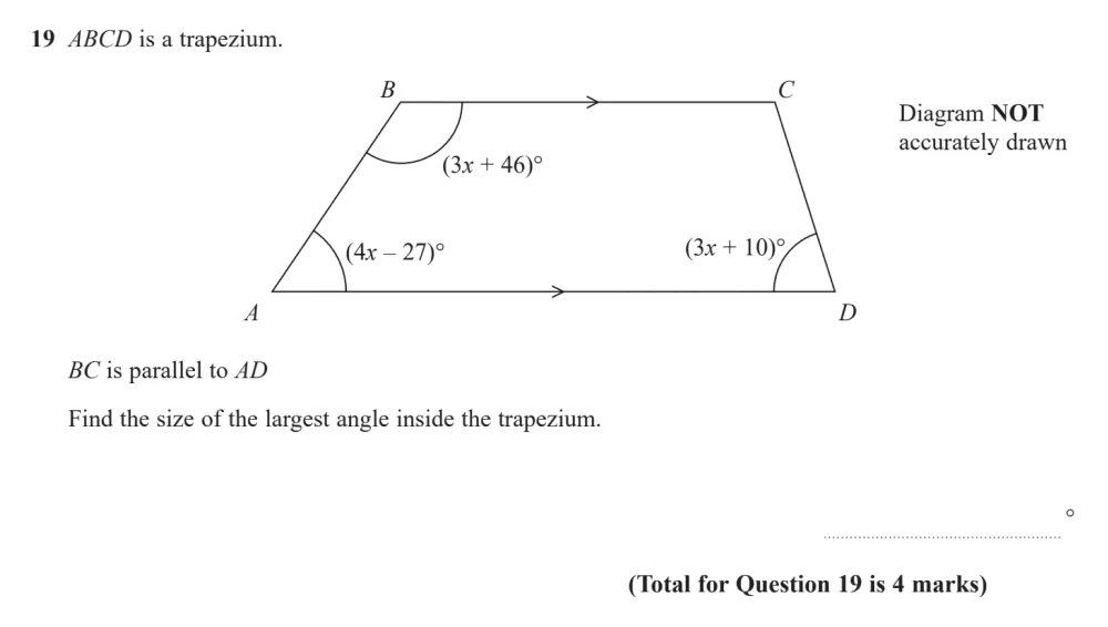 Question 19 - Edexcel IGCSE Maths Past Papers - Foundation Calculator June 2023 - Paper 2