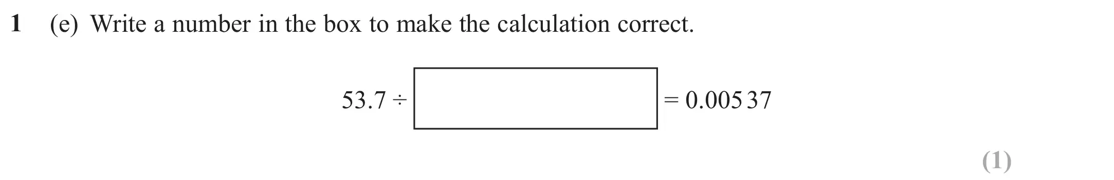 Question 1(e) - Edexcel IGCSE Maths Past Papers - Foundation Calculator June 2023 - Paper 2