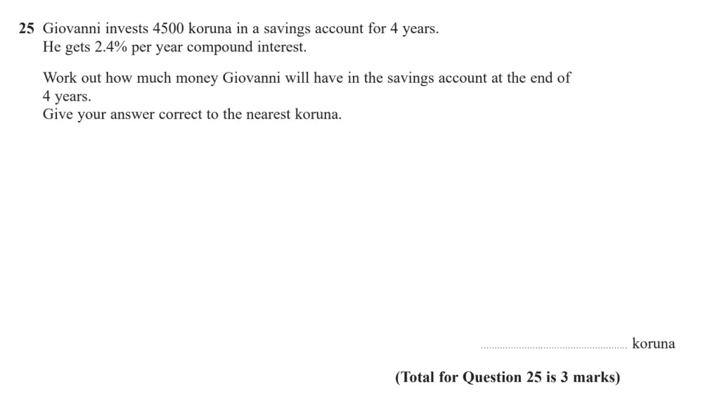 Question 25 - Edexcel IGCSE Maths Past Paper - Foundation Calculator June 2024 - Paper 2