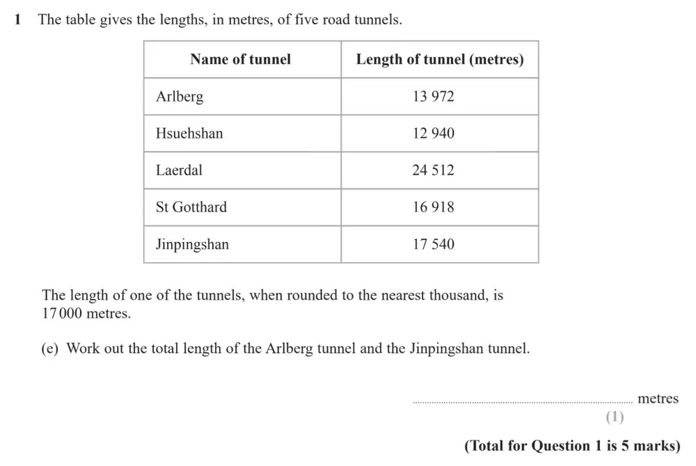 Question 01(e) - Edexcel IGCSE Maths Past Paper - Foundation Calculator November 2024 - Paper 1