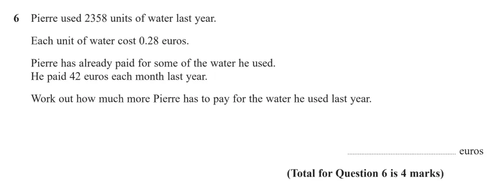 Question 06 - Edexcel IGCSE Maths Past Paper - Foundation Calculator November 2024 - Paper 1