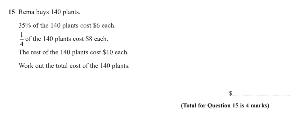 Question 15 - Edexcel IGCSE Maths Past Paper - Foundation Calculator November 2024 - Paper 1