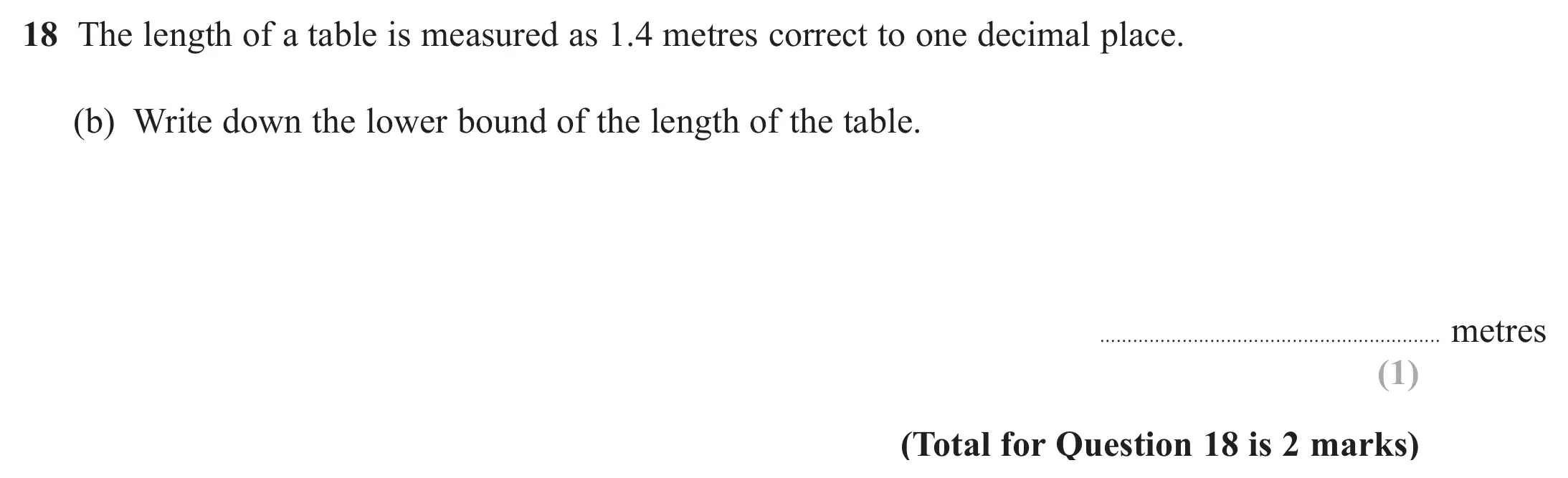 Question 18(b) - Edexcel IGCSE Maths Past Paper - Foundation Calculator November 2024 - Paper 2