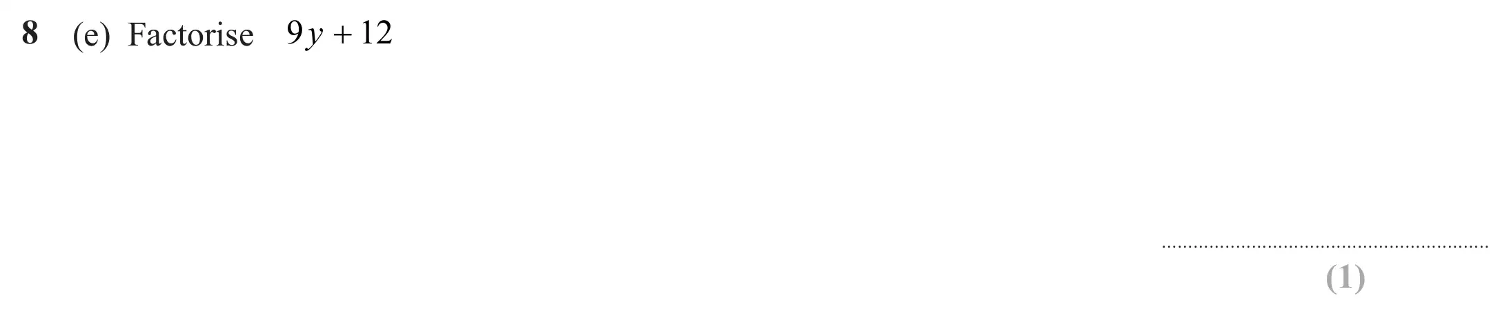 Question 8(e) - Edexcel IGCSE Maths Past Paper - Foundation Calculator November 2024 - Paper 2