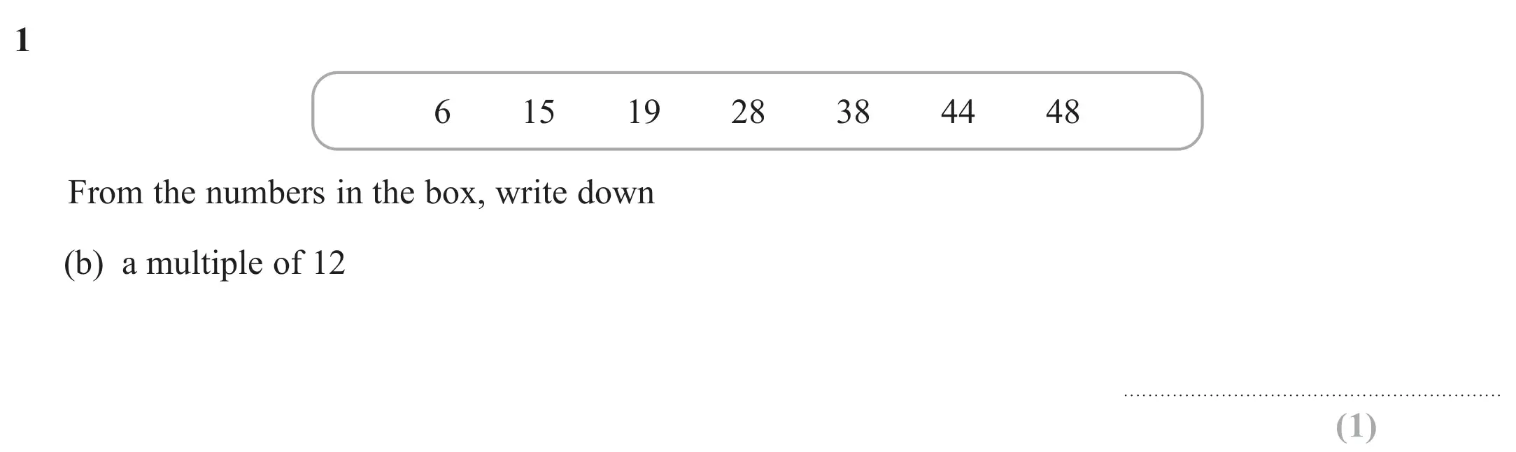 Question 1(b) - Edexcel IGCSE Maths Past Paper - Foundation Resit Calculator June 2024 - Paper 1