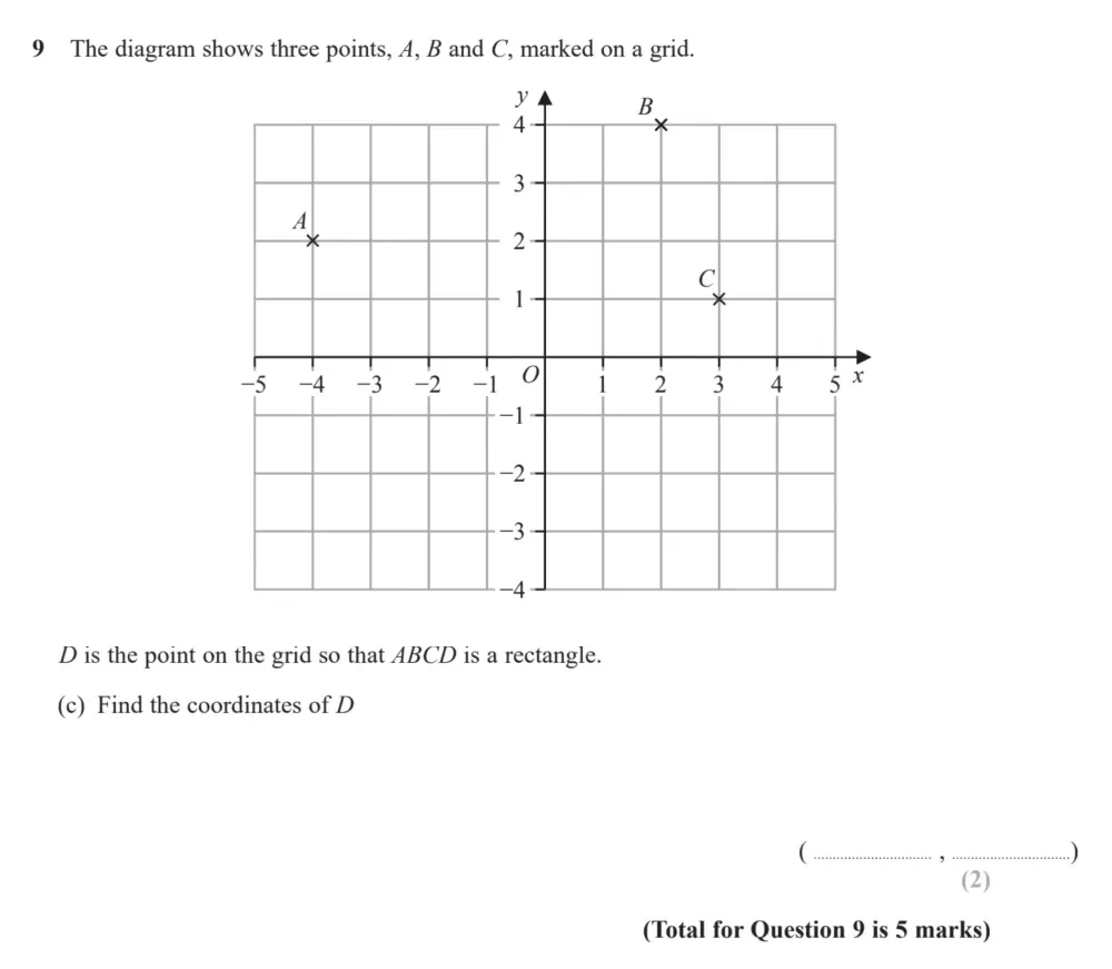 Question 09(c) - Edexcel IGCSE Maths Past Paper - Foundation Resit Calculator June 2024 - Paper 1