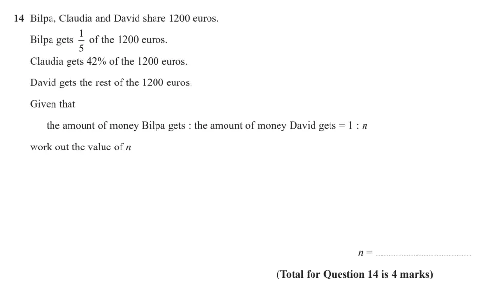 Question 14 - Edexcel IGCSE Maths Past Paper - Foundation Resit Calculator June 2024 - Paper 2