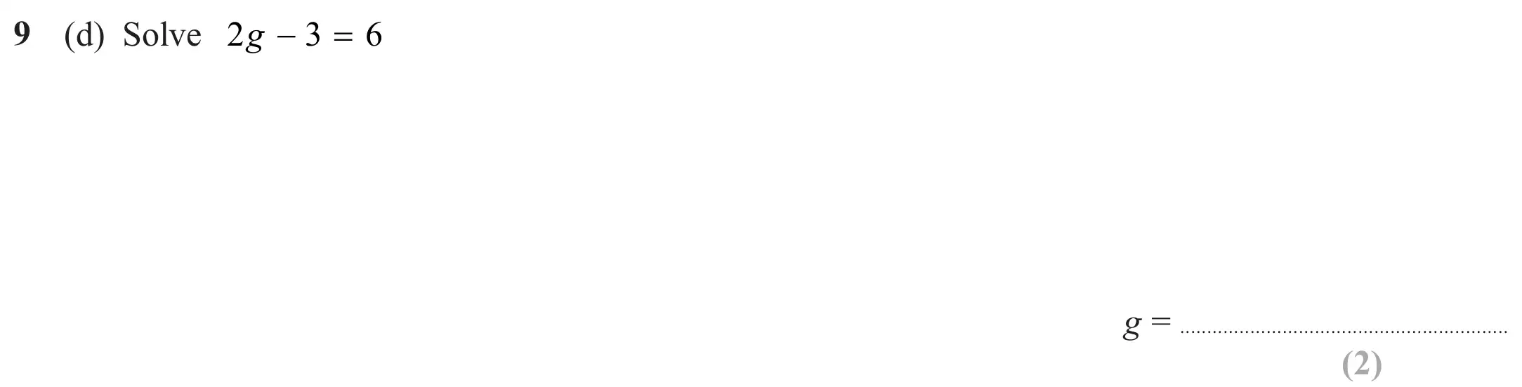 Question 9(d) - Edexcel IGCSE Maths Past Paper - Foundation Resit Calculator June 2024 - Paper 2