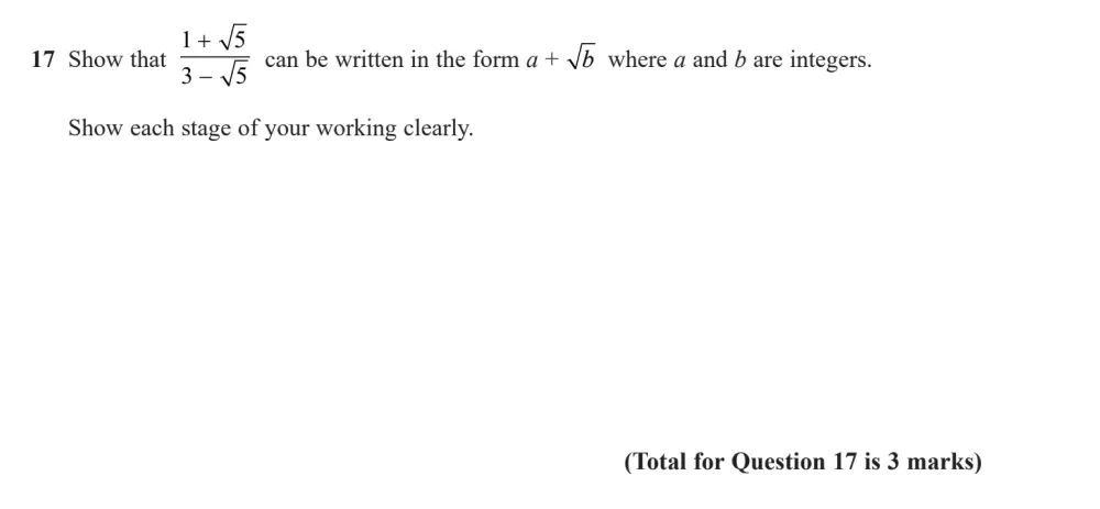 Question 17 - Edexcel IGCSE Maths Past Papers - Higher Calculator June 2024 - Paper 1