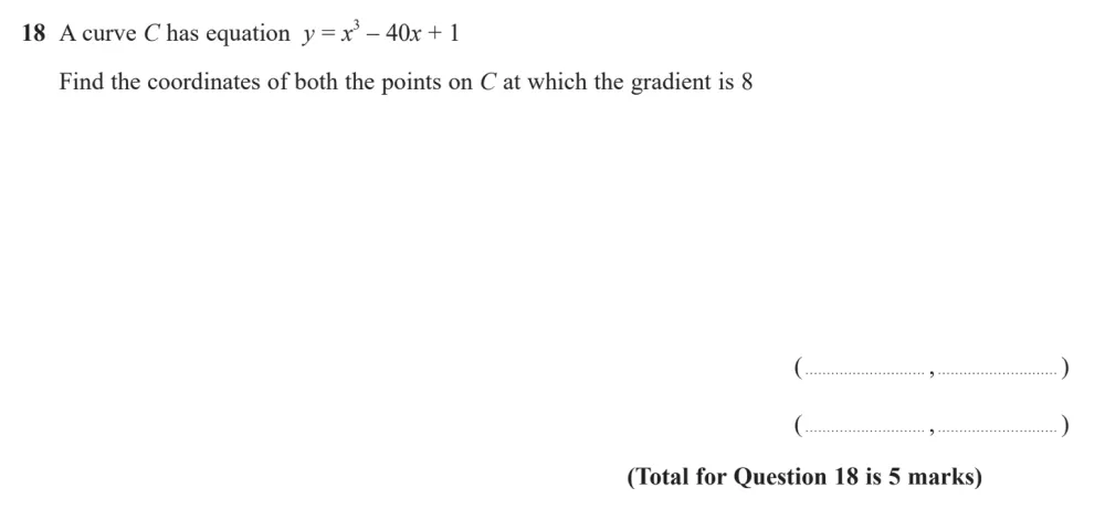 Question 18 - Edexcel IGCSE Maths Past Papers - Higher Calculator June 2024 - Paper 1