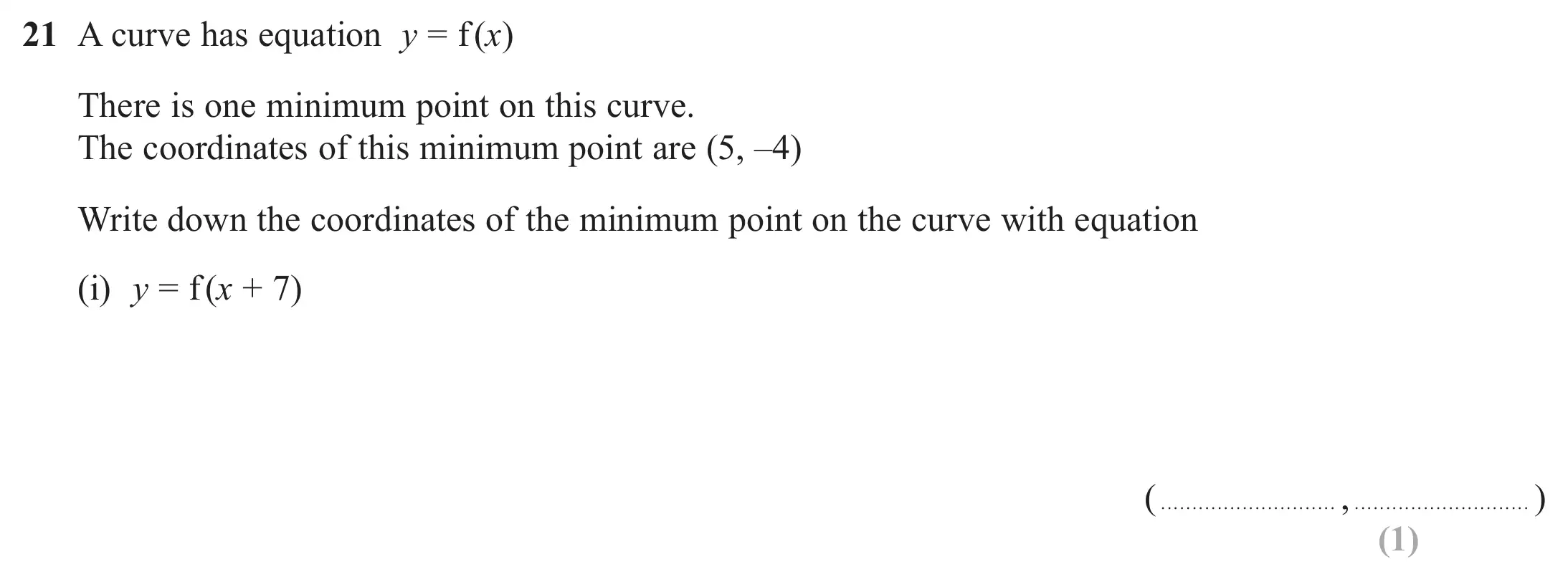 Question 21(i) - Edexcel IGCSE Maths Past Papers - Higher Calculator June 2024 - Paper 1