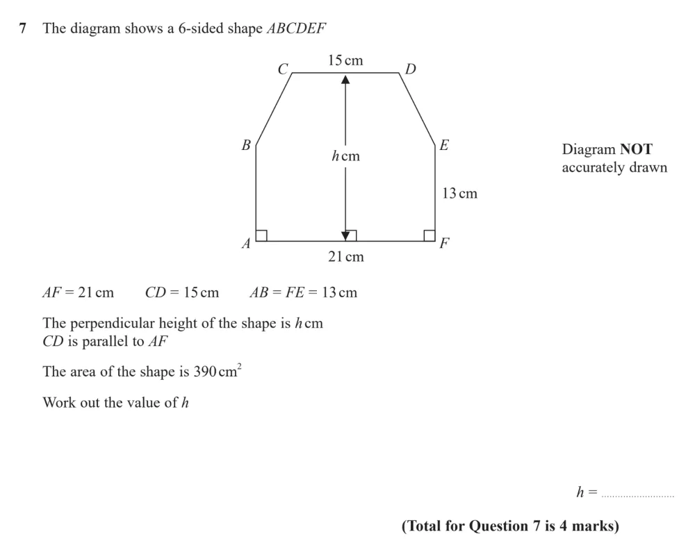 Question 07 - Edexcel IGCSE Maths Past Paper - Higher Calculator June 2024 - Paper 2