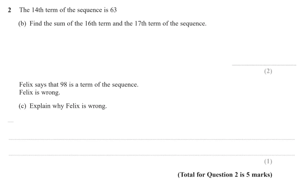 Question 02(b, c) - Edexcel IGCSE Maths Past Paper - Foundation Calculator November 2024 - Paper 2
