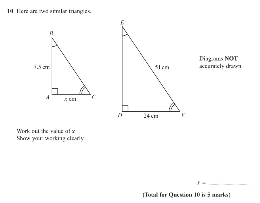 Question 10 - Edexcel IGCSE Maths Past Paper - Higher Calculator November 2024 - Paper 1