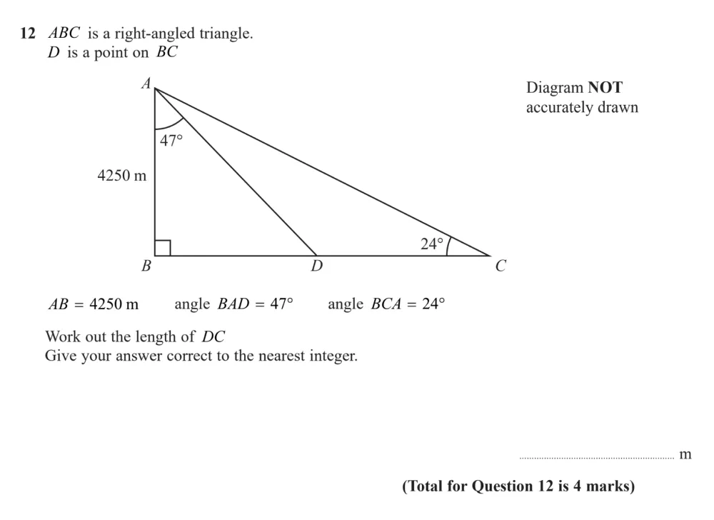 Question 12 - Edexcel IGCSE Maths Past Paper - Higher Calculator November 2024 - Paper 1