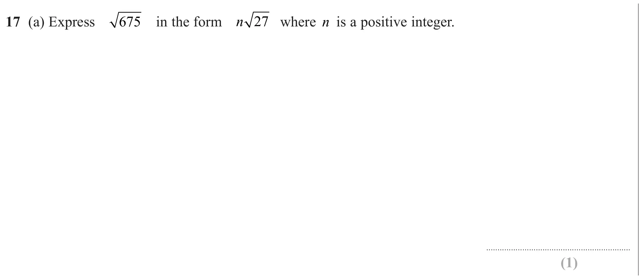 Question 17(a) - Edexcel IGCSE Maths Past Paper - Higher Calculator November 2024 - Paper 1