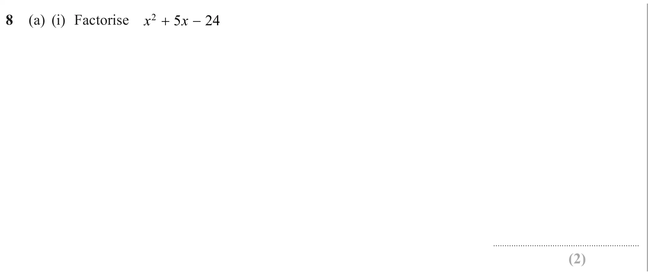 Question 8(a)(i) - Edexcel IGCSE Maths Past Paper - Higher Calculator November 2024 - Paper 1