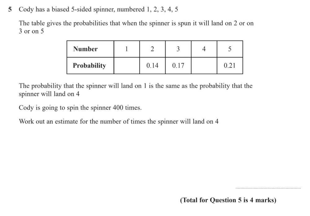 Question 05 - Edexcel IGCSE Maths Past Papers - Higher Calculator November 2024 - Paper 2