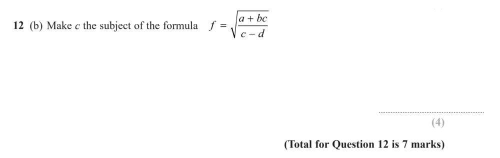 Question 12(b) - Edexcel IGCSE Maths Past Papers - Higher Calculator November 2024 - Paper 2
