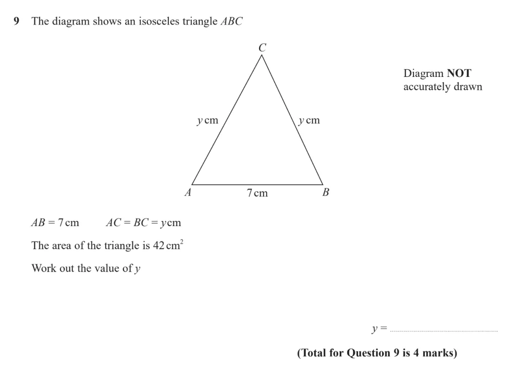 Question 09 - Edexcel IGCSE Maths Past Papers - Higher Resit Calculator January 2023 - Paper 1