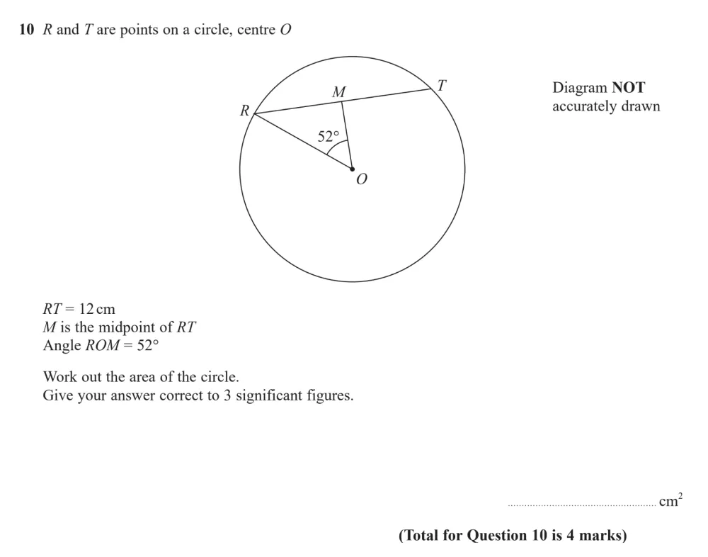 Question 10 - Edexcel IGCSE Maths Past Papers - Higher Resit Calculator January 2023 - Paper 1