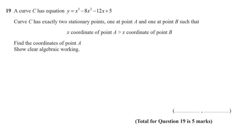 Question 19 - Edexcel IGCSE Maths Past Paper - Higher Resit Calculator June 2024 - Paper 1