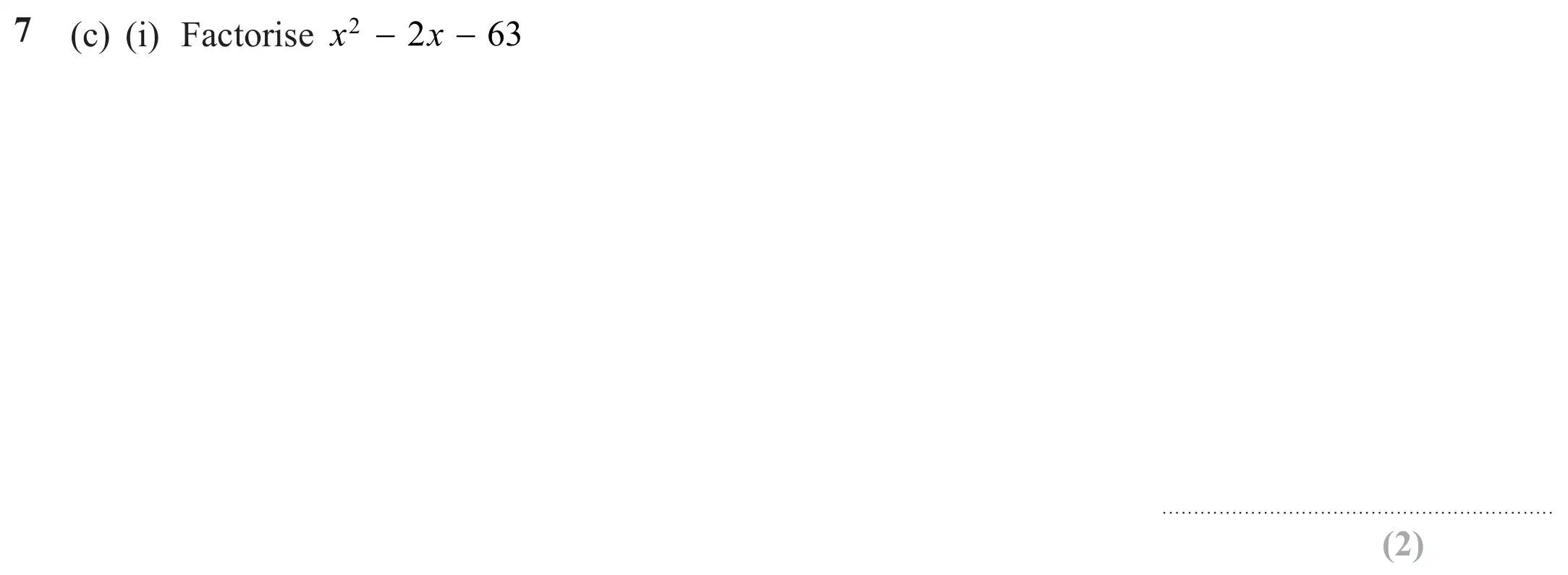 Question 7(c)(i) - Edexcel IGCSE Maths Past Paper - Higher Resit Calculator June 2024 - Paper 1