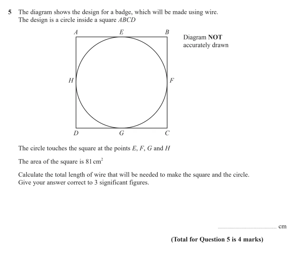 Question 05 - Edexcel IGCSE Maths Past Papers - Higher Resit Calculator June 2024 - Paper 2