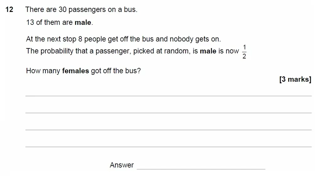 Question 12 - AQA IGCSE Maths Past Papers - Core Calculator 2018 - Specimen Paper 1