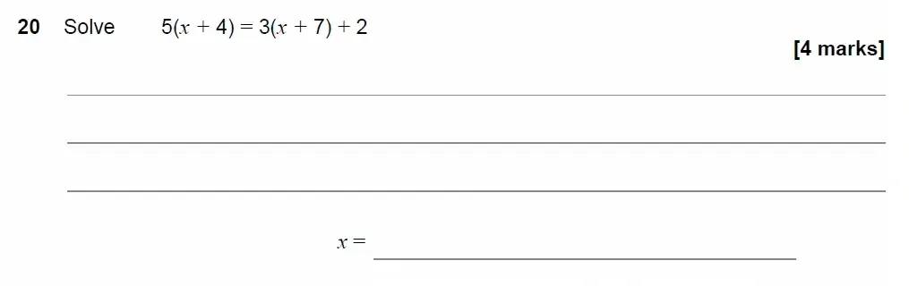 Question 20 - AQA IGCSE Maths Past Papers - Core Calculator 2018 - Specimen Paper 1