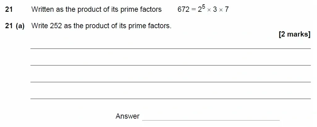 Question 21(a) - AQA IGCSE Maths Past Papers - Core Calculator 2018 - Specimen Paper 1