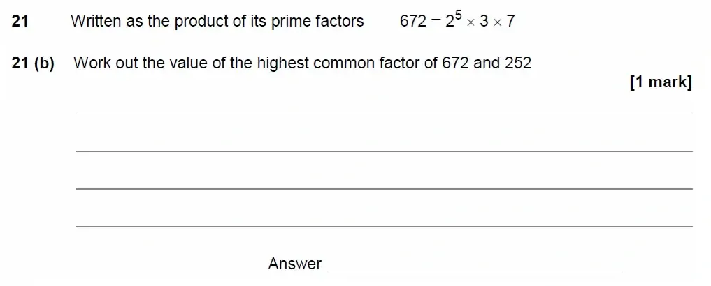 Question 21(b) - AQA IGCSE Maths Past Papers - Core Calculator 2018 - Specimen Paper 1