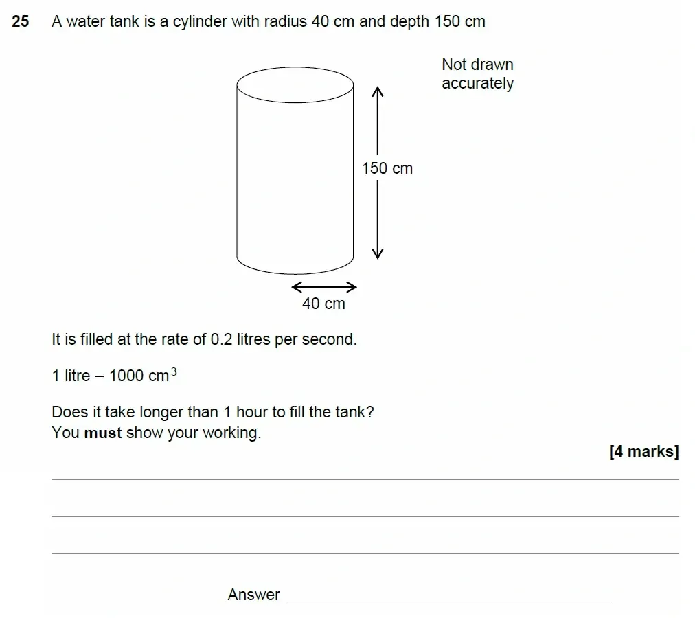 Question 25 - AQA IGCSE Maths Past Papers - Core Calculator 2018 - Specimen Paper 1