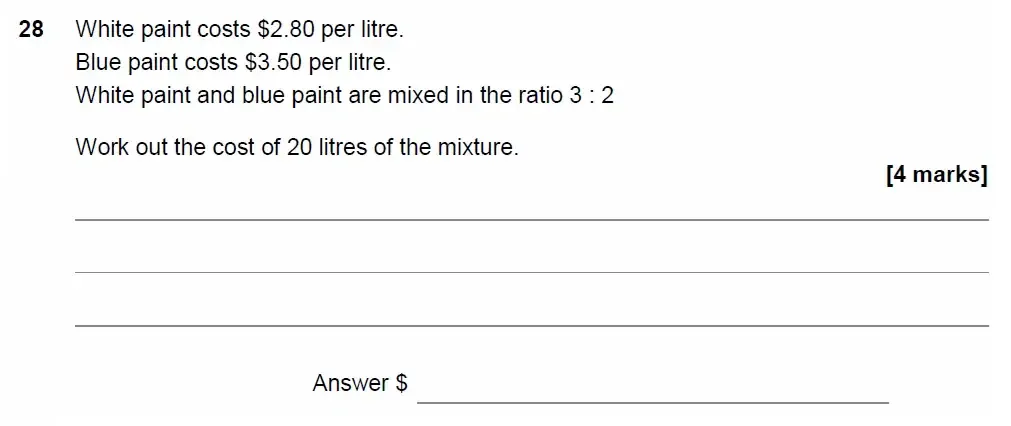 Question 28 - AQA IGCSE Maths Past Papers - Core Calculator 2018 - Specimen Paper 1