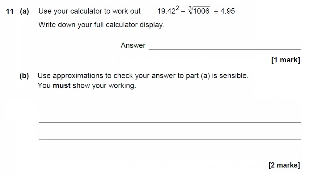 Question 11(a, b) - AQA IGCSE Maths Past Papers - Extended Calculator 2018 - Specimen Paper 1