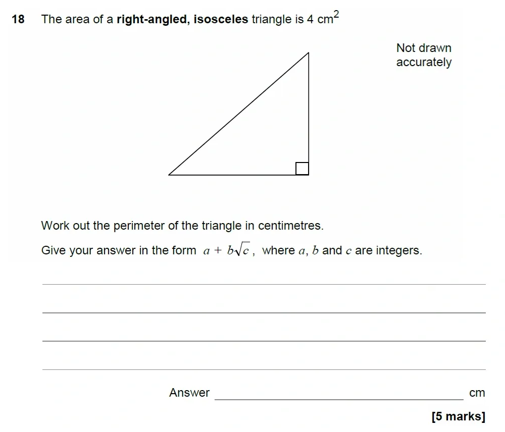 Question 18 - AQA IGCSE Maths Past Papers - Extended Calculator 2018 - Specimen Paper 1