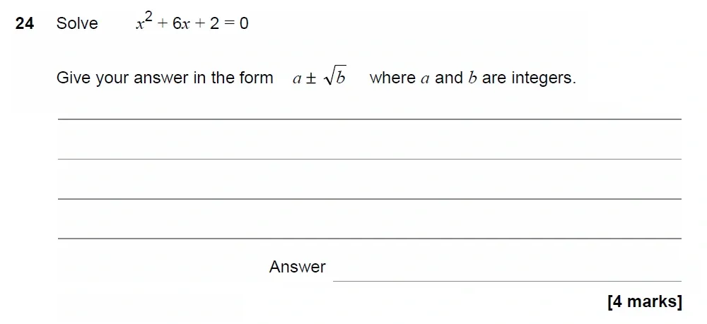Question 24 - AQA IGCSE Maths Past Papers - Extended Calculator 2018 - Specimen Paper 1