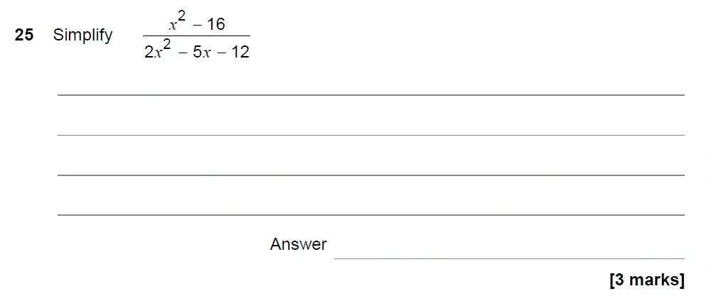 Question 25 - AQA IGCSE Maths Past Papers - Extended Calculator 2018 - Specimen Paper 1