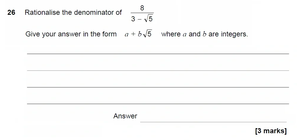 Question 26 - AQA IGCSE Maths Past Papers - Extended Calculator 2018 - Specimen Paper 1