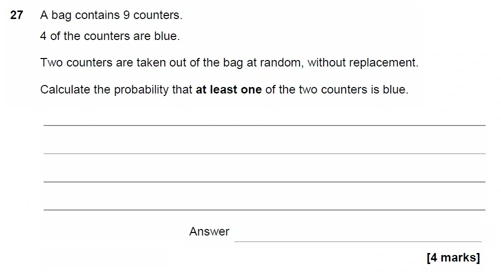 Question 27 - AQA IGCSE Maths Past Papers - Extended Calculator 2018 - Specimen Paper 1