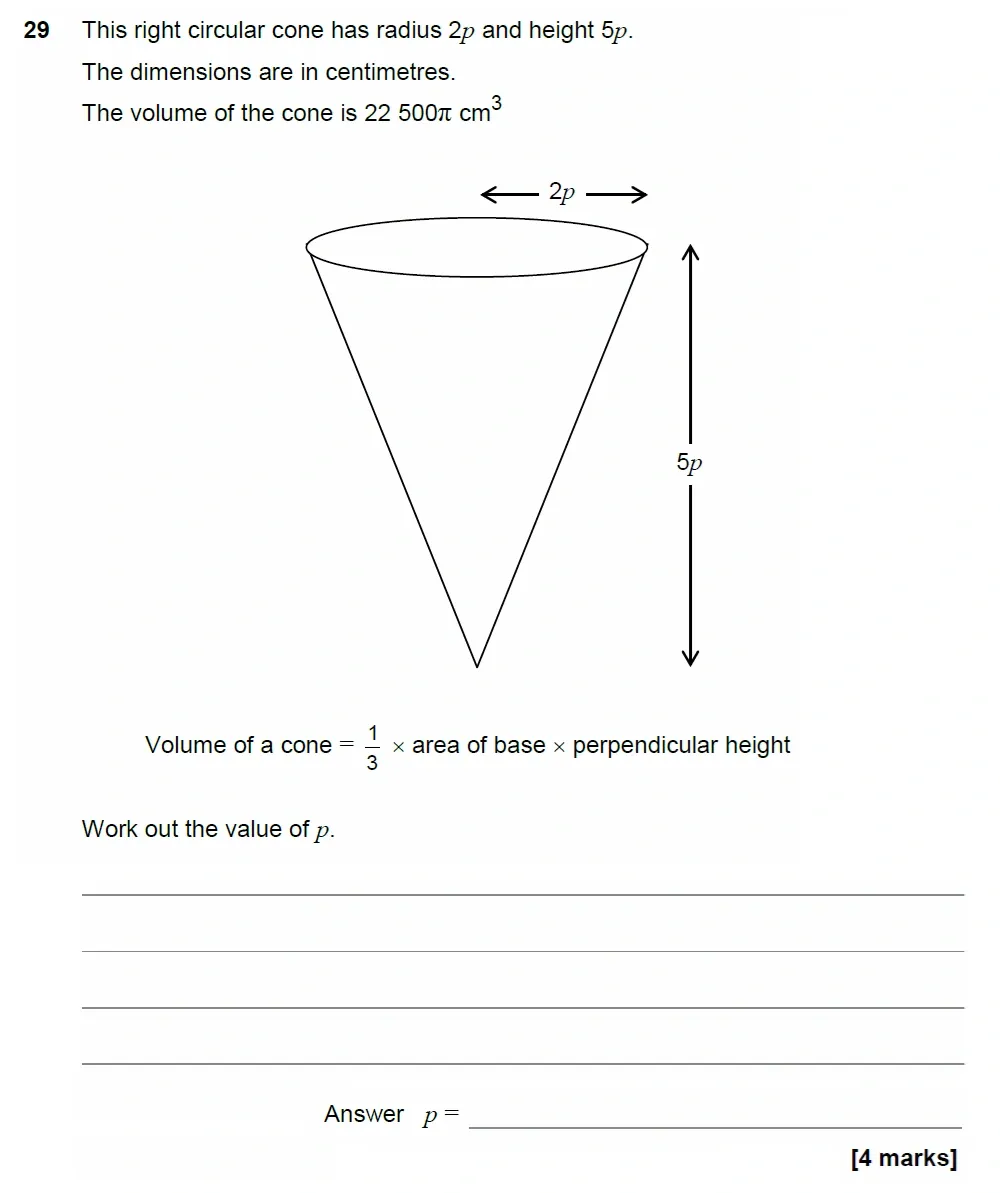 Question 29 - AQA IGCSE Maths Past Papers - Extended Calculator 2018 - Specimen Paper 1