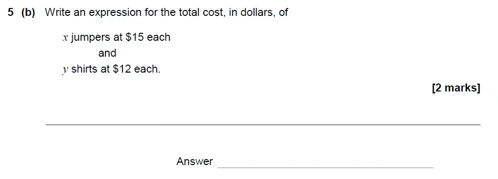Question 05(b) - AQA IGCSE Maths Past Papers - Core Calculator 2018 - Specimen Paper 2