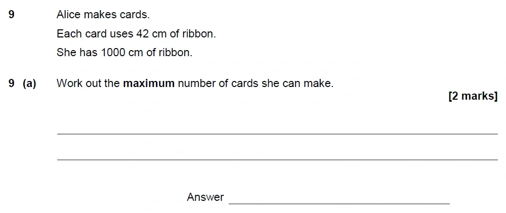 Question 09(a) - AQA IGCSE Maths Past Papers - Core Calculator 2018 - Specimen Paper 2
